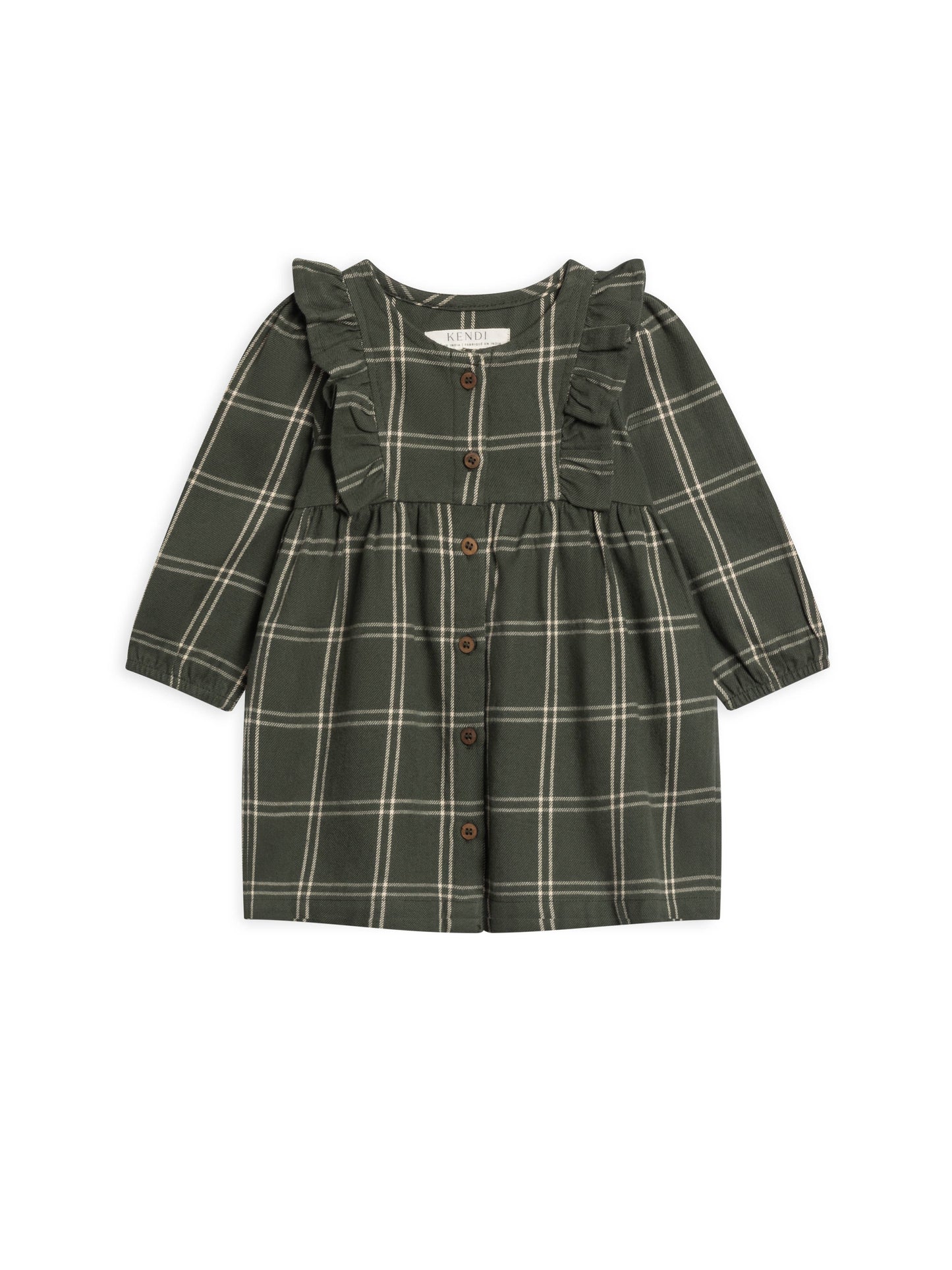 Rya Flannel Ruffle Dress (& Baby Bloomers): Pine Plaid
