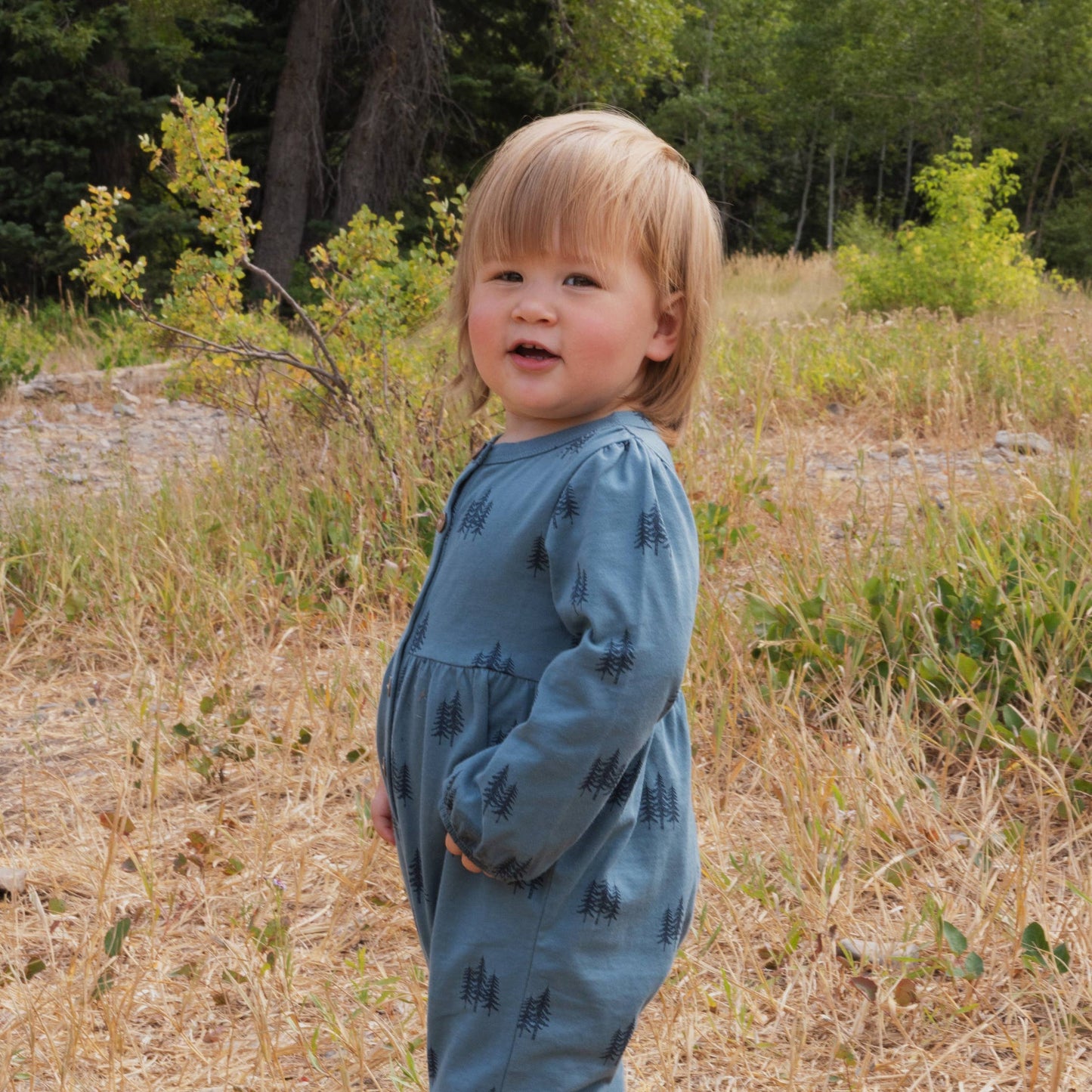 Henley Long Leg Romper- Twilight Forest