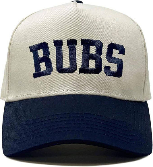 Embroidered Two Tone Vintage Snapback - Bubs (Navy/Beige)