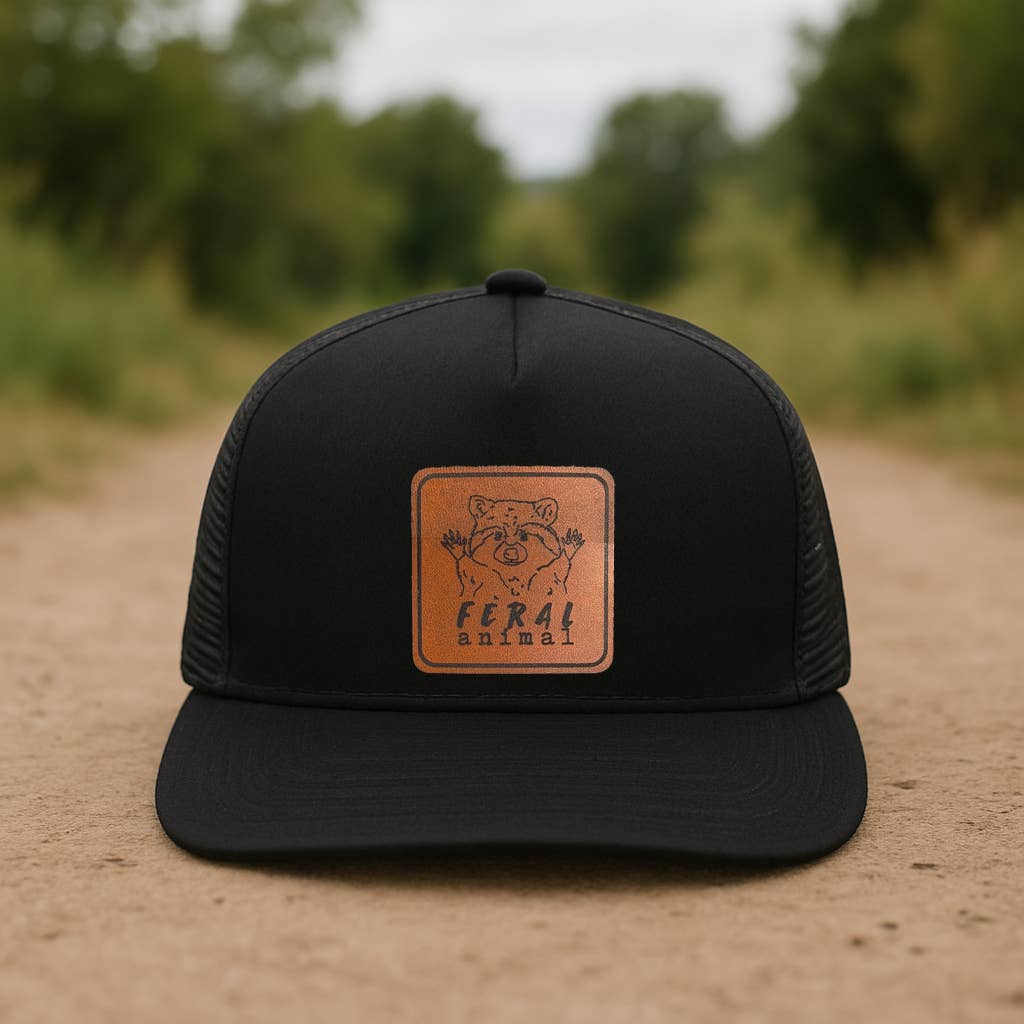 "Feral Animal" Raccoon Trucker Hat : Black