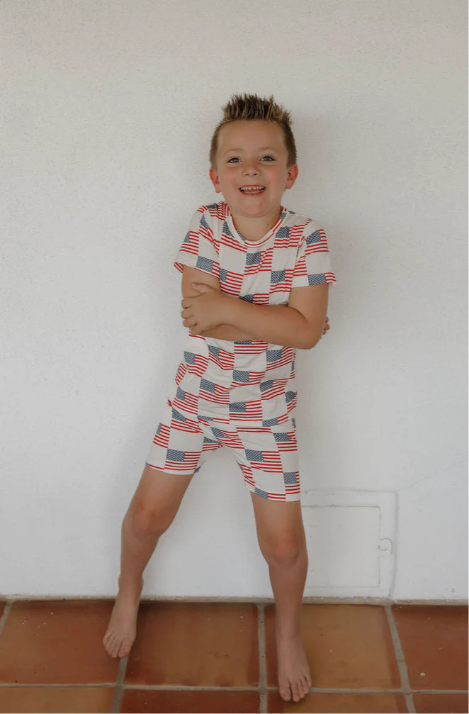 American Flag Bamboo Short Set - Short Sleeve