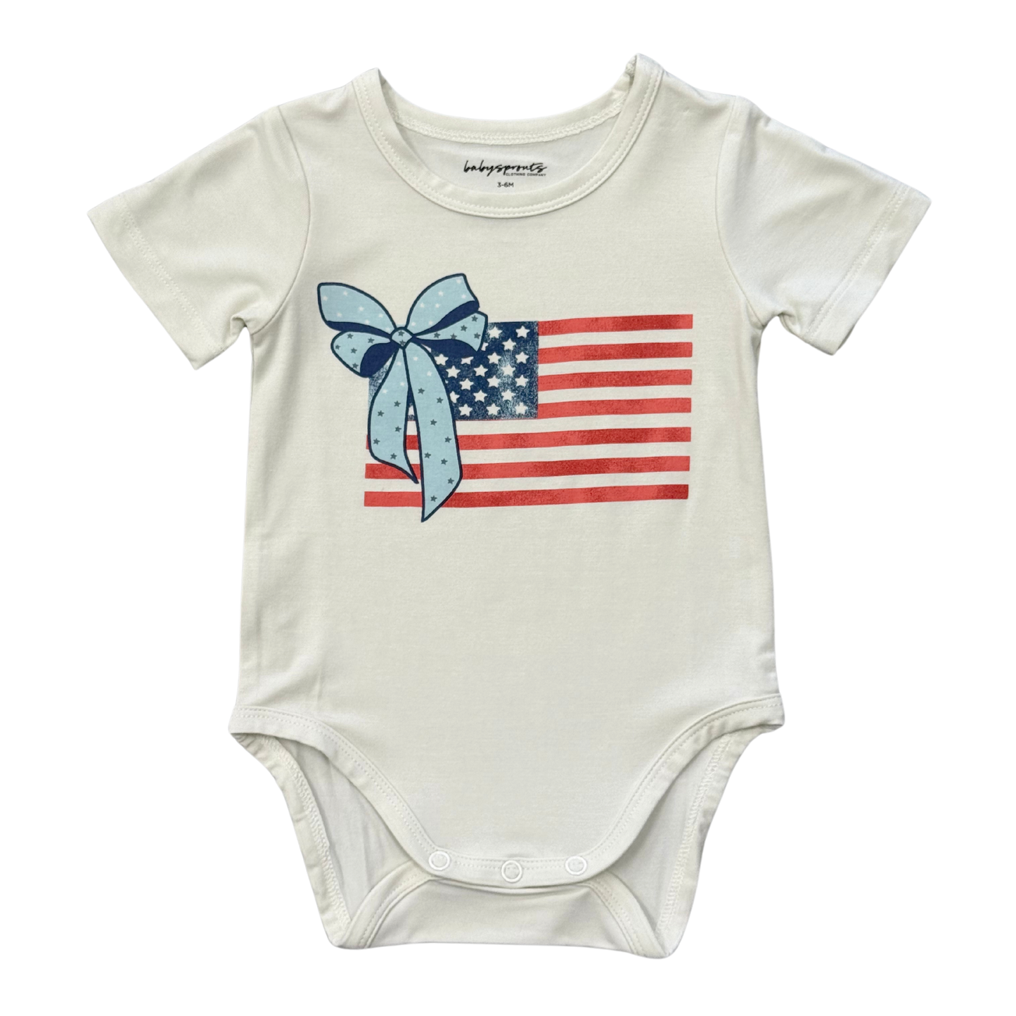 Short Sleeve Bodysuit: American Flag - Girls