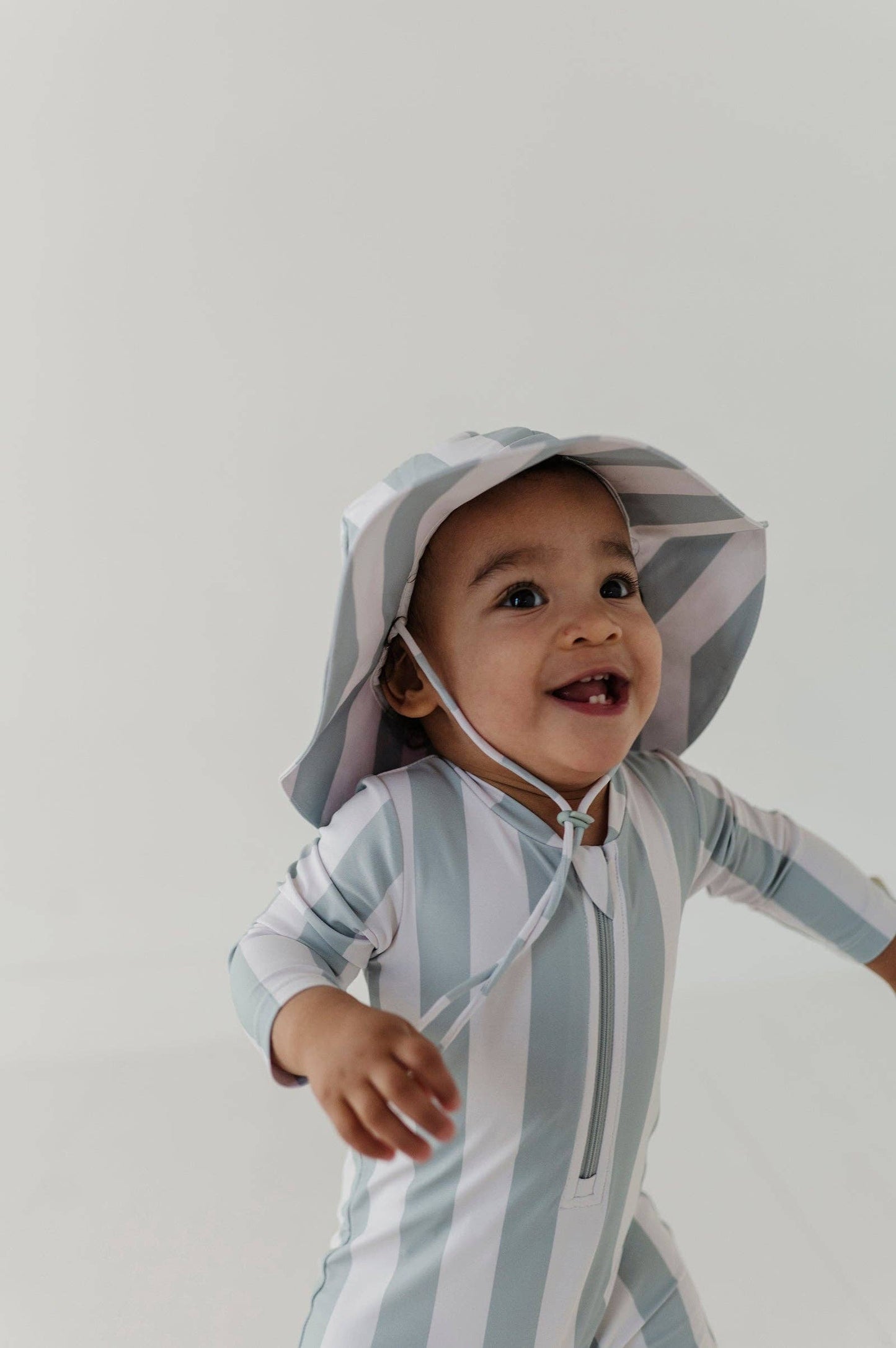 Sun Hat- Aqua Grey Stripe