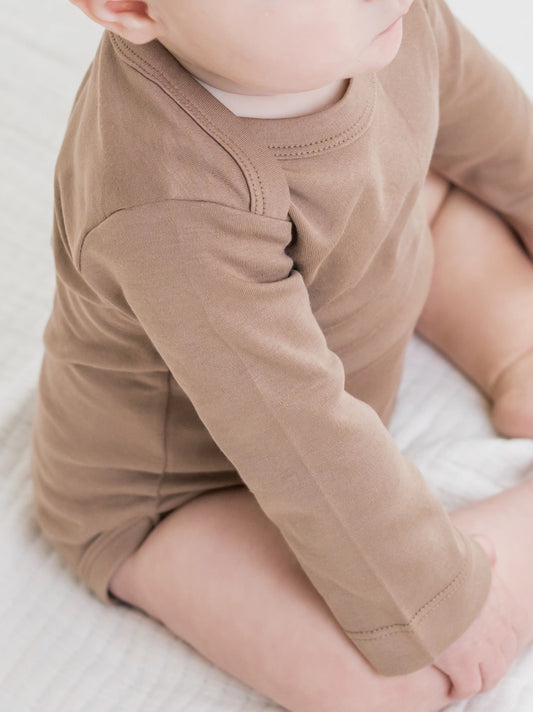 Organic Long Sleeve Classic Bodysuit - Truffle