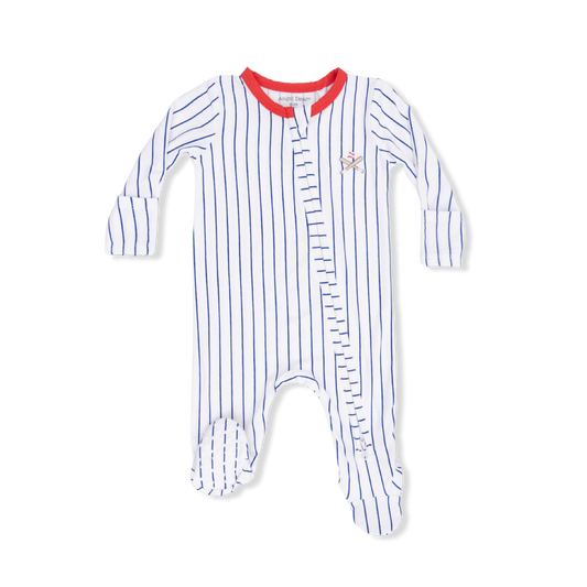Baseball Stripe - 2 Way Zipper Footie