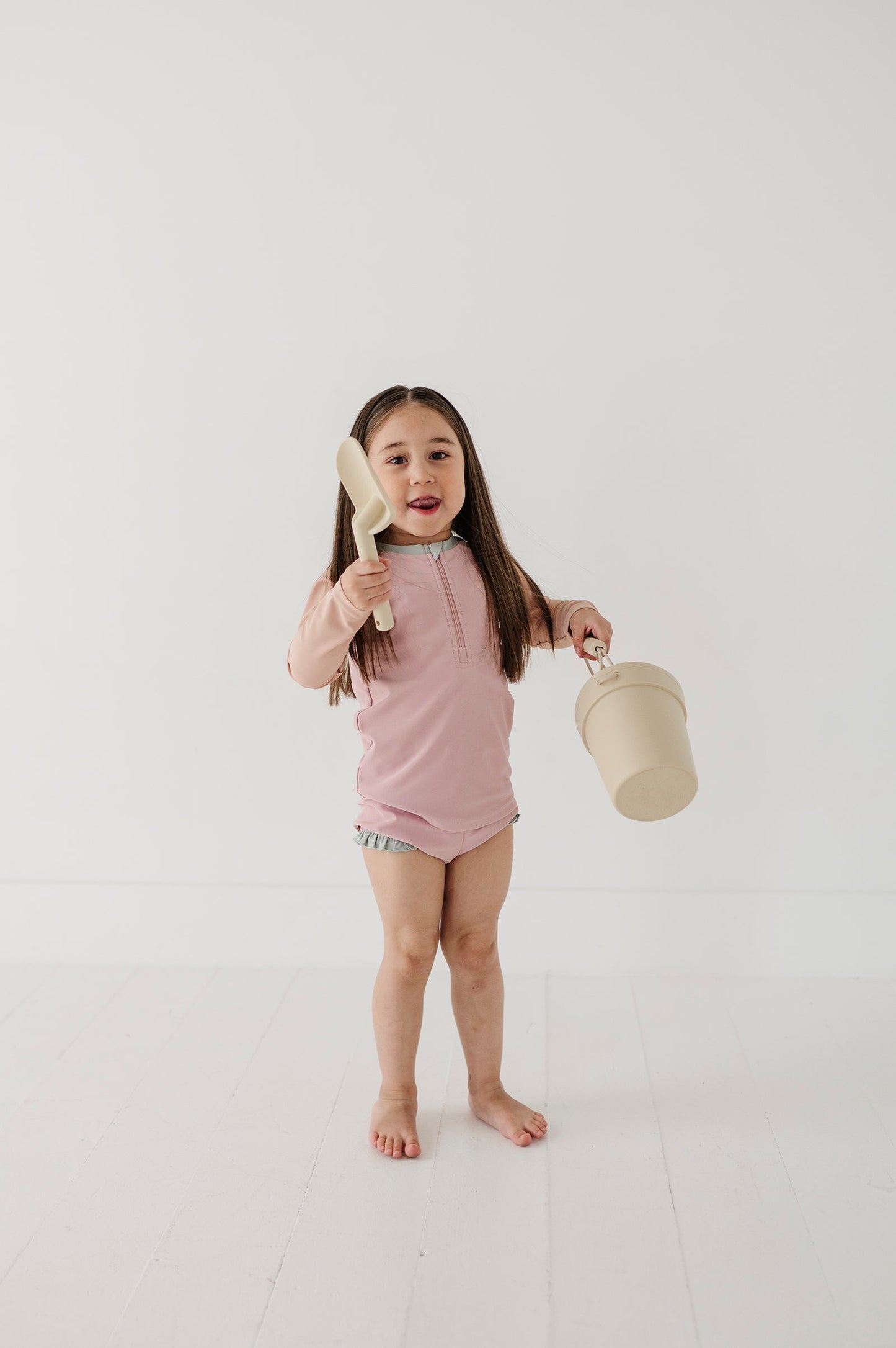 Girl's Zip Rash Guard Swimsuit