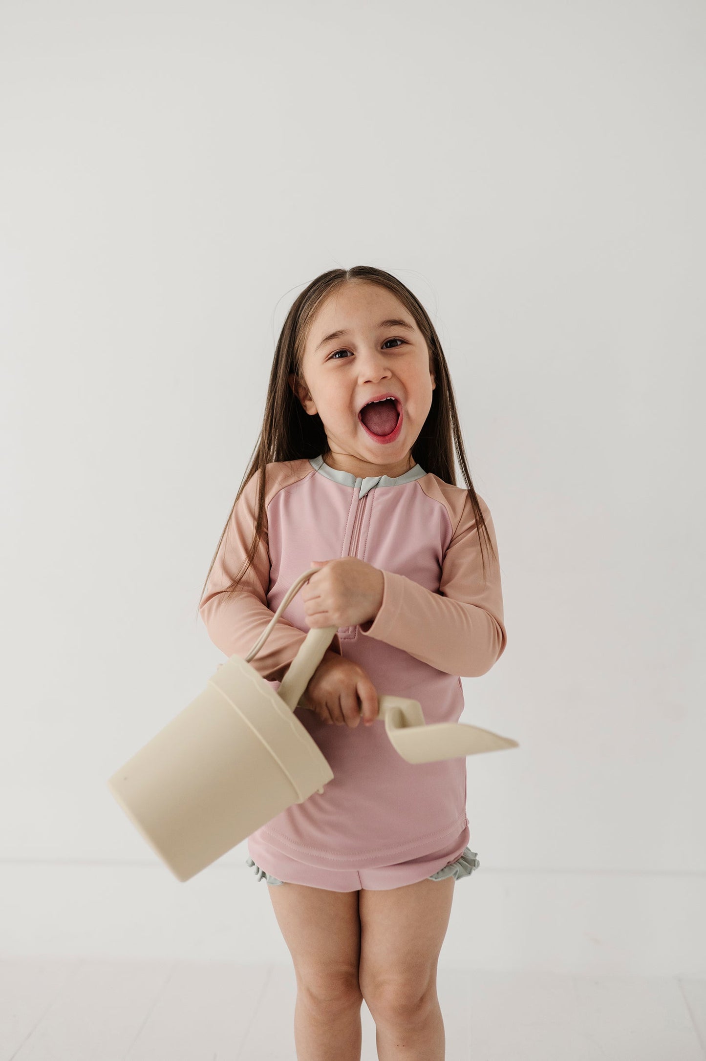 Girl's Zip Rash Guard Swimsuit