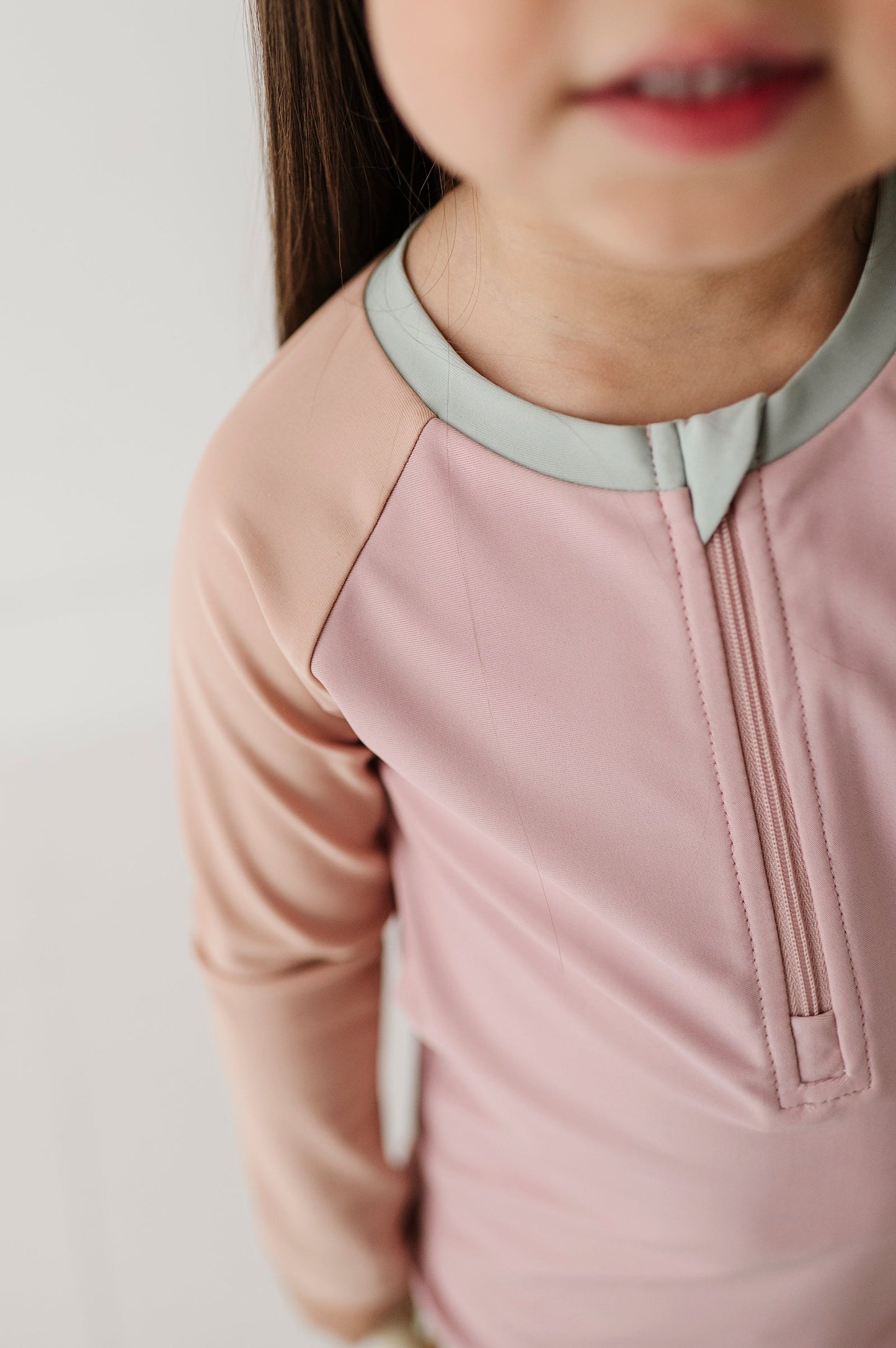 Girl's Zip Rash Guard Swimsuit