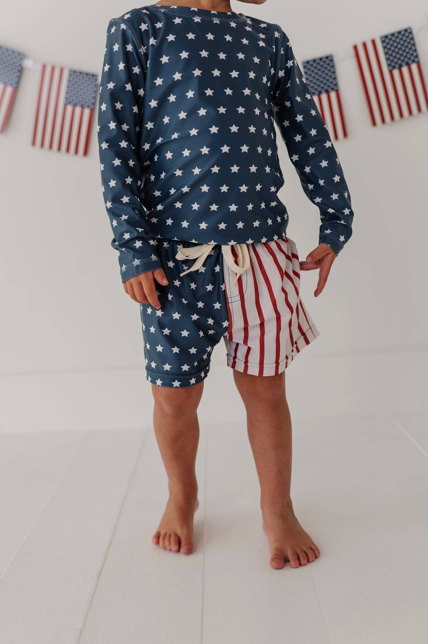 Long Sleeve Rash Guard Swim Shirt: American Stars
