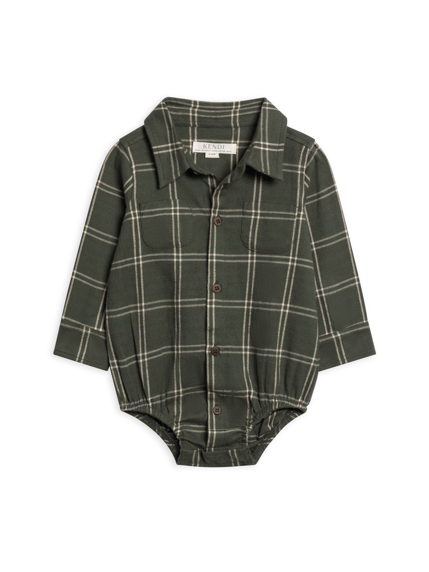 Flannel Collared Bodysuit: Pine Plaid