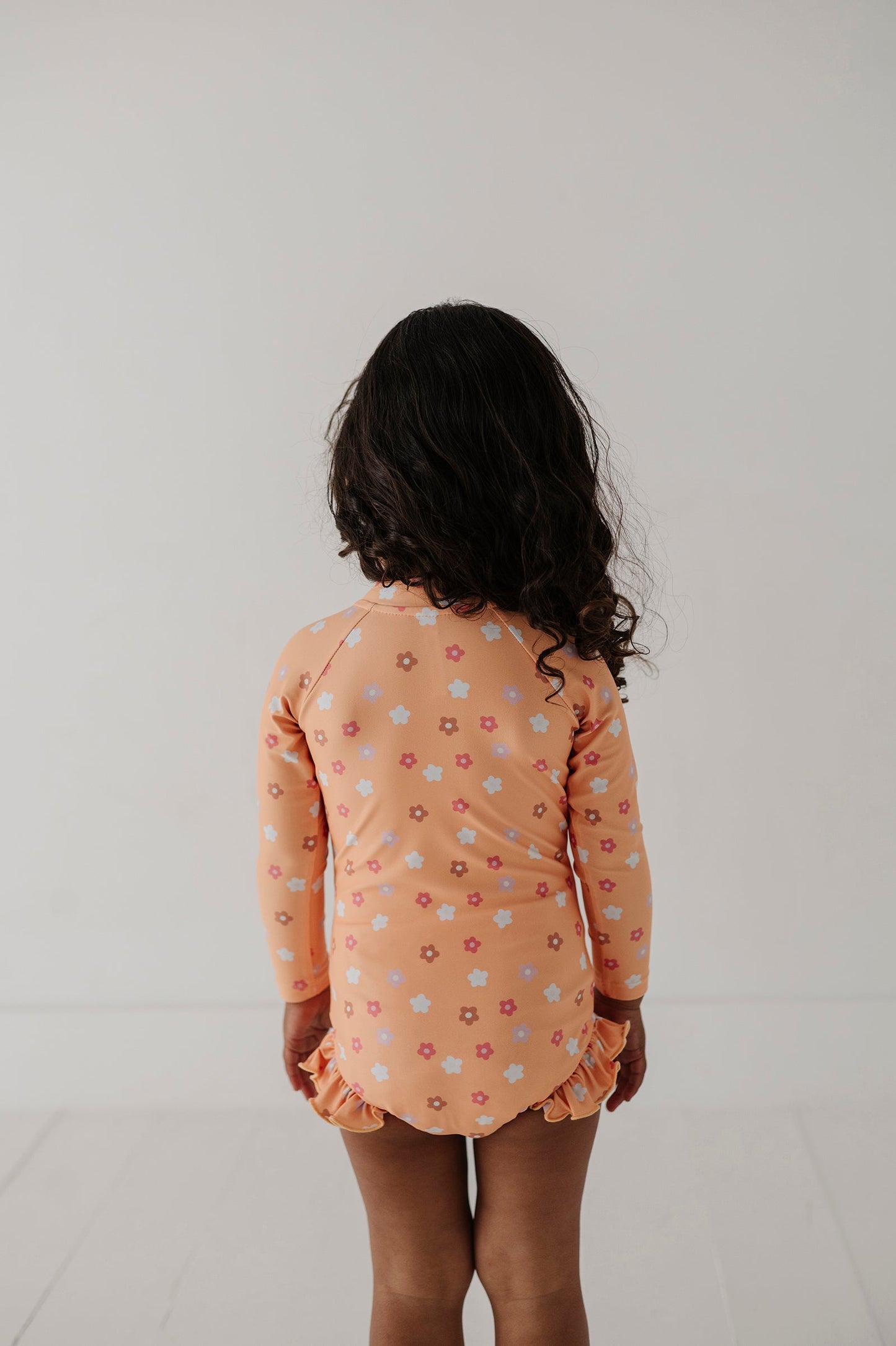 Girl's One-Piece Ruffle Rash Guard Swimsuit