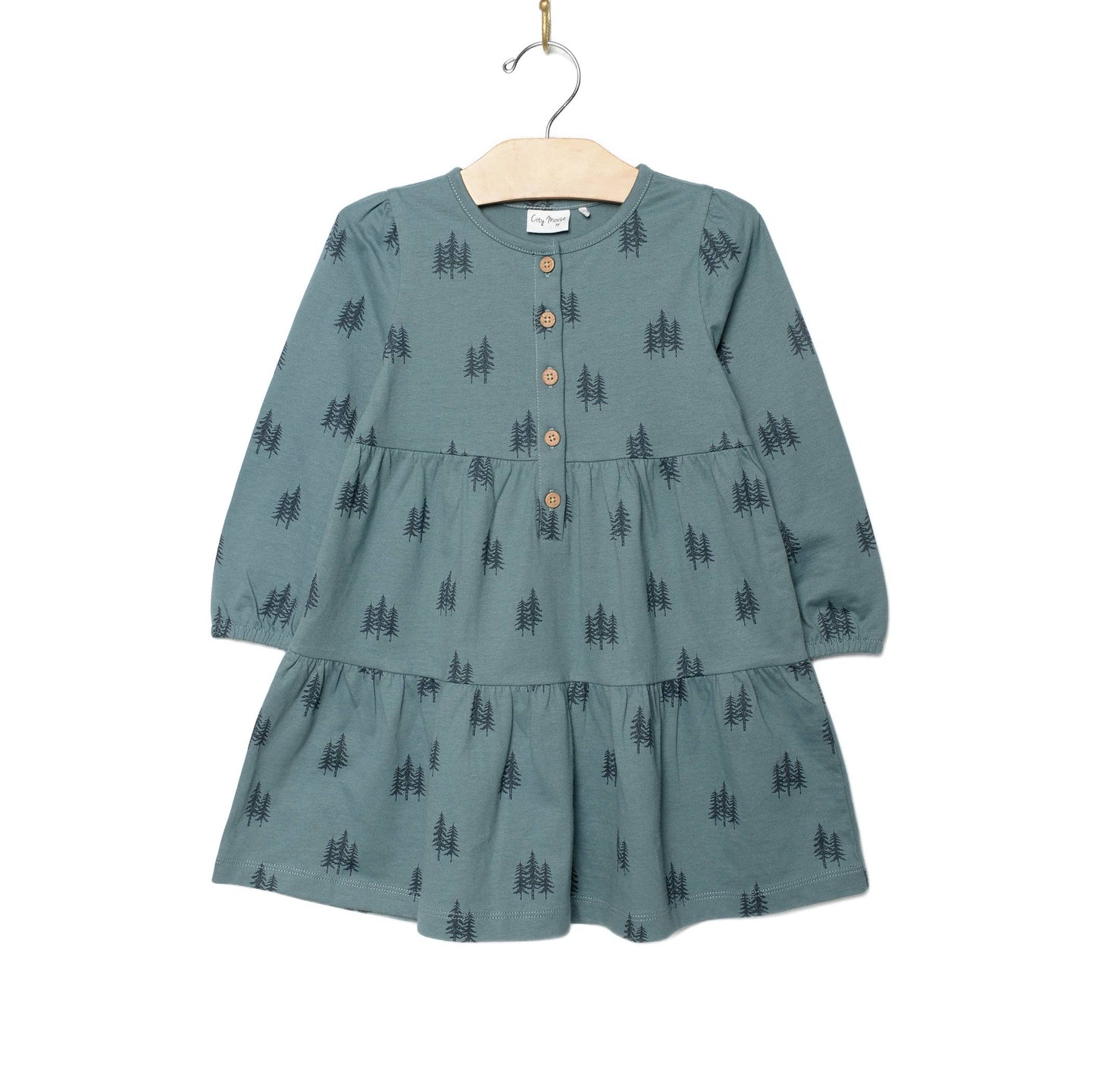 Tiered Henley Dress- Twilight Forest