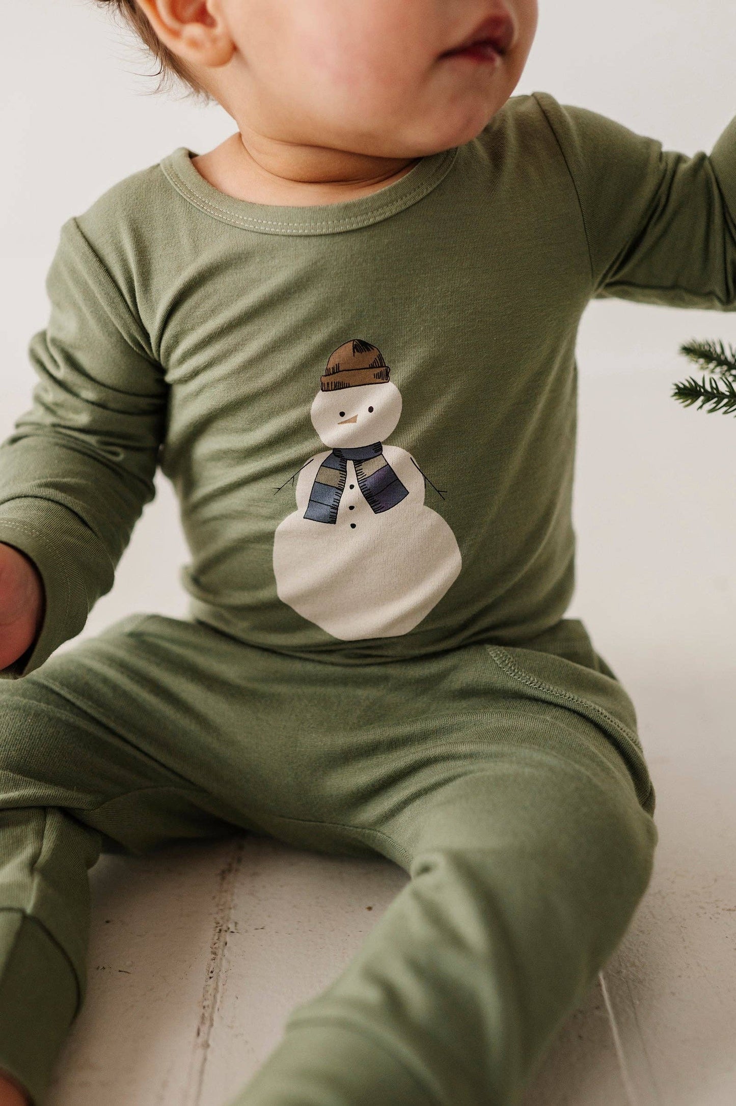 Baby Long Sleeve Bodysuit Bamboo Snowman