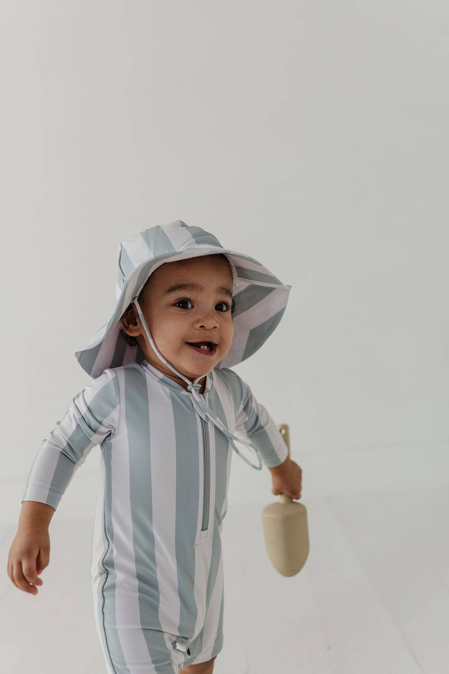 Sun Hat- Aqua Grey Stripe