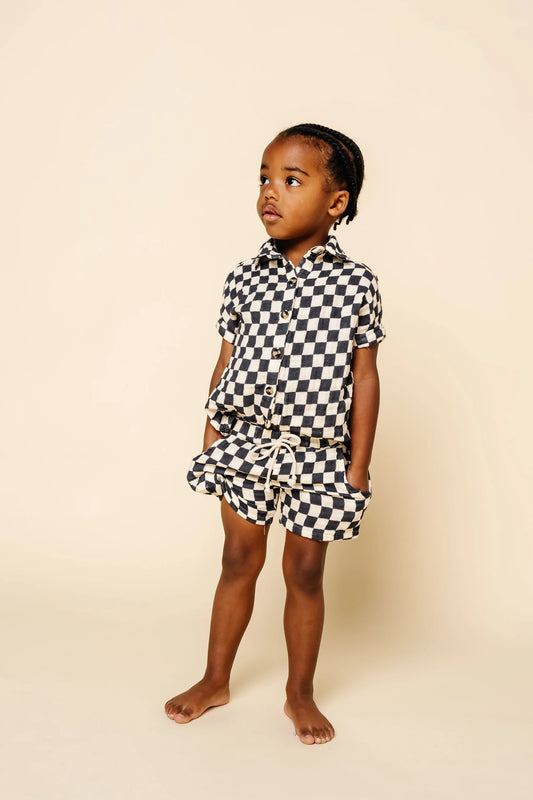 Lou Lou Checkered Muslin Cotton Shorts
