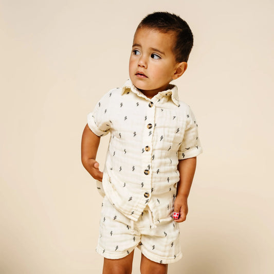 Lou Lou Lightning Bolt Muslin Cotton Shirt