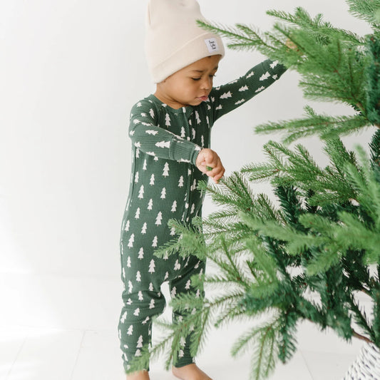 Christmas Trees Small Ribbed Bamboo Romper