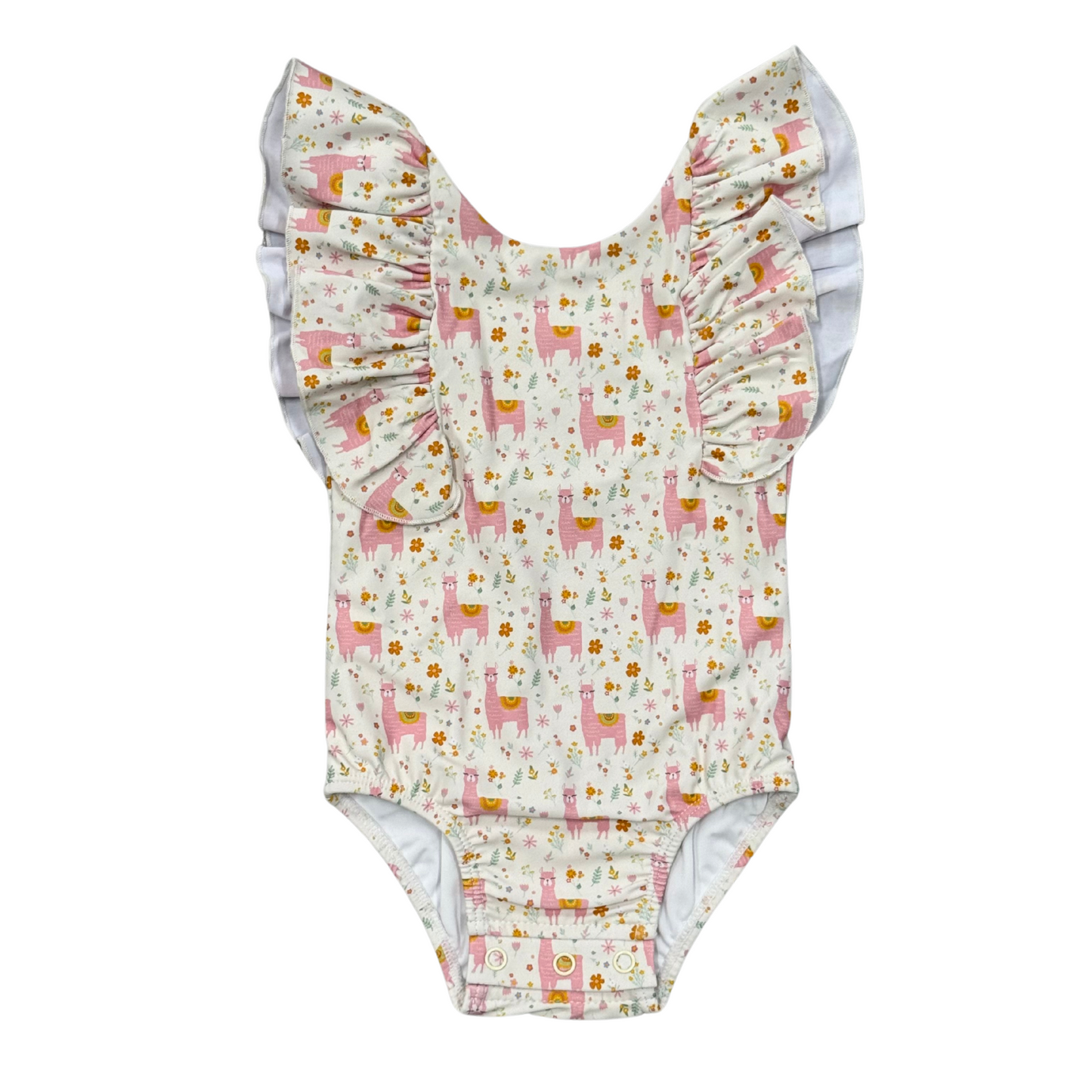 Baby Girl Ruffle Sleeve Cross Back Swimsuit