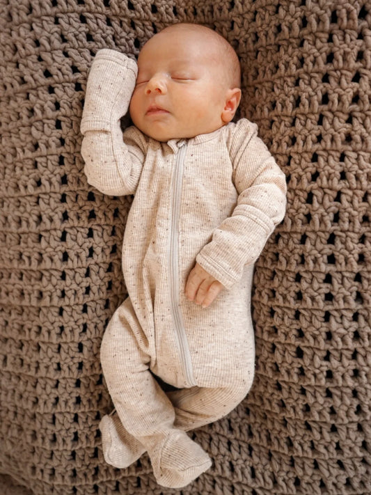 Tan Speckled Organic Zip Footie