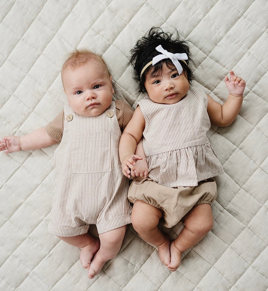 Tan Stripe Girls SET