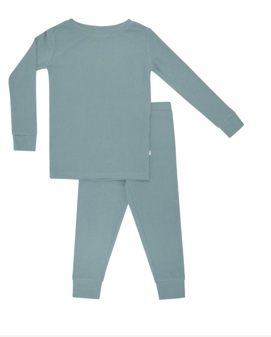 Slate Blue Small Ribbed Two Piece Set - Long Sleeve/Pants