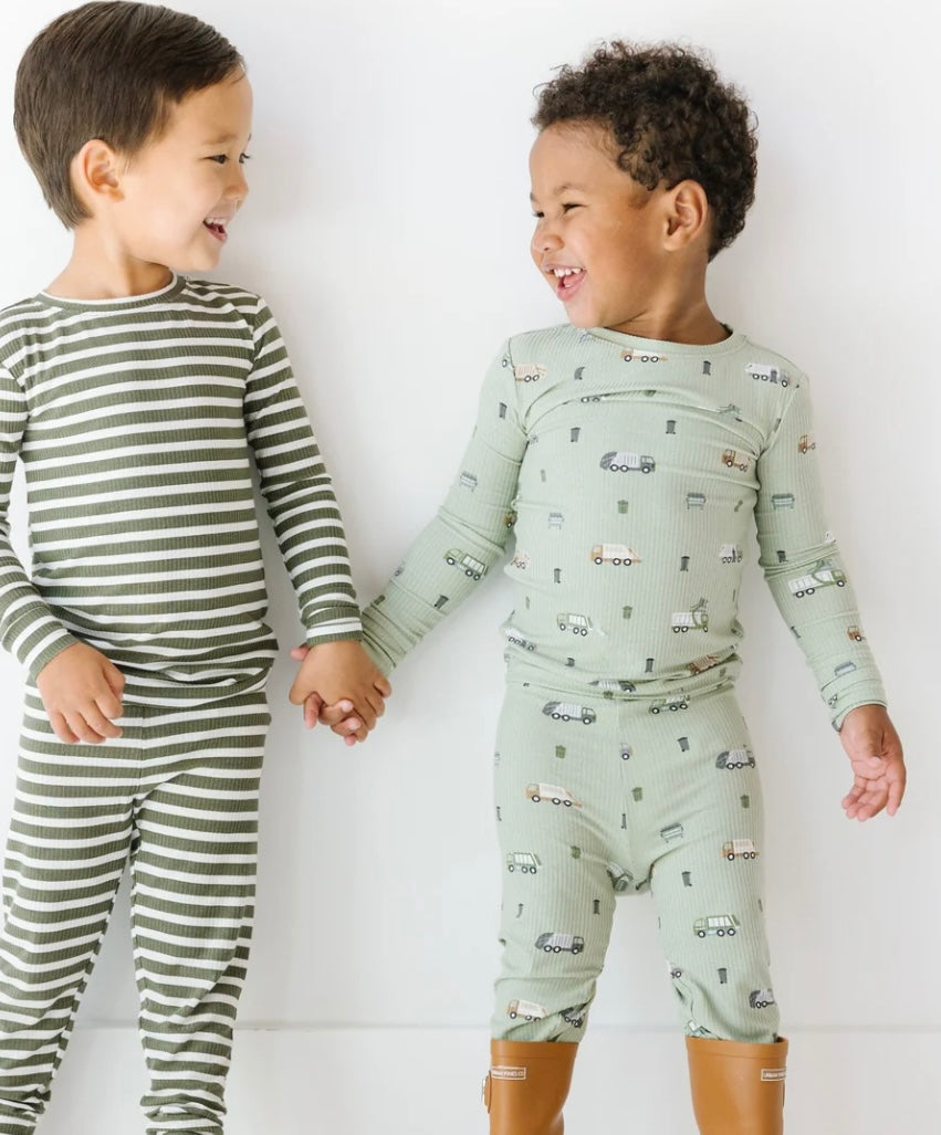 Pines Green Stripes Two Piece Set - Long Sleeve/Pants