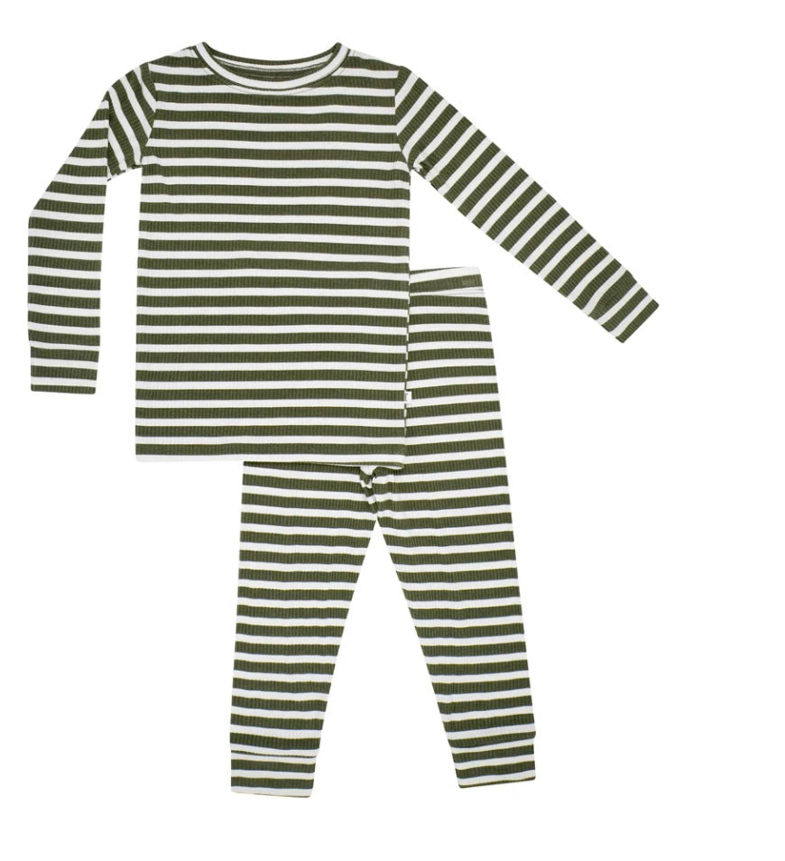 Pines Green Stripes Two Piece Set - Long Sleeve/Pants