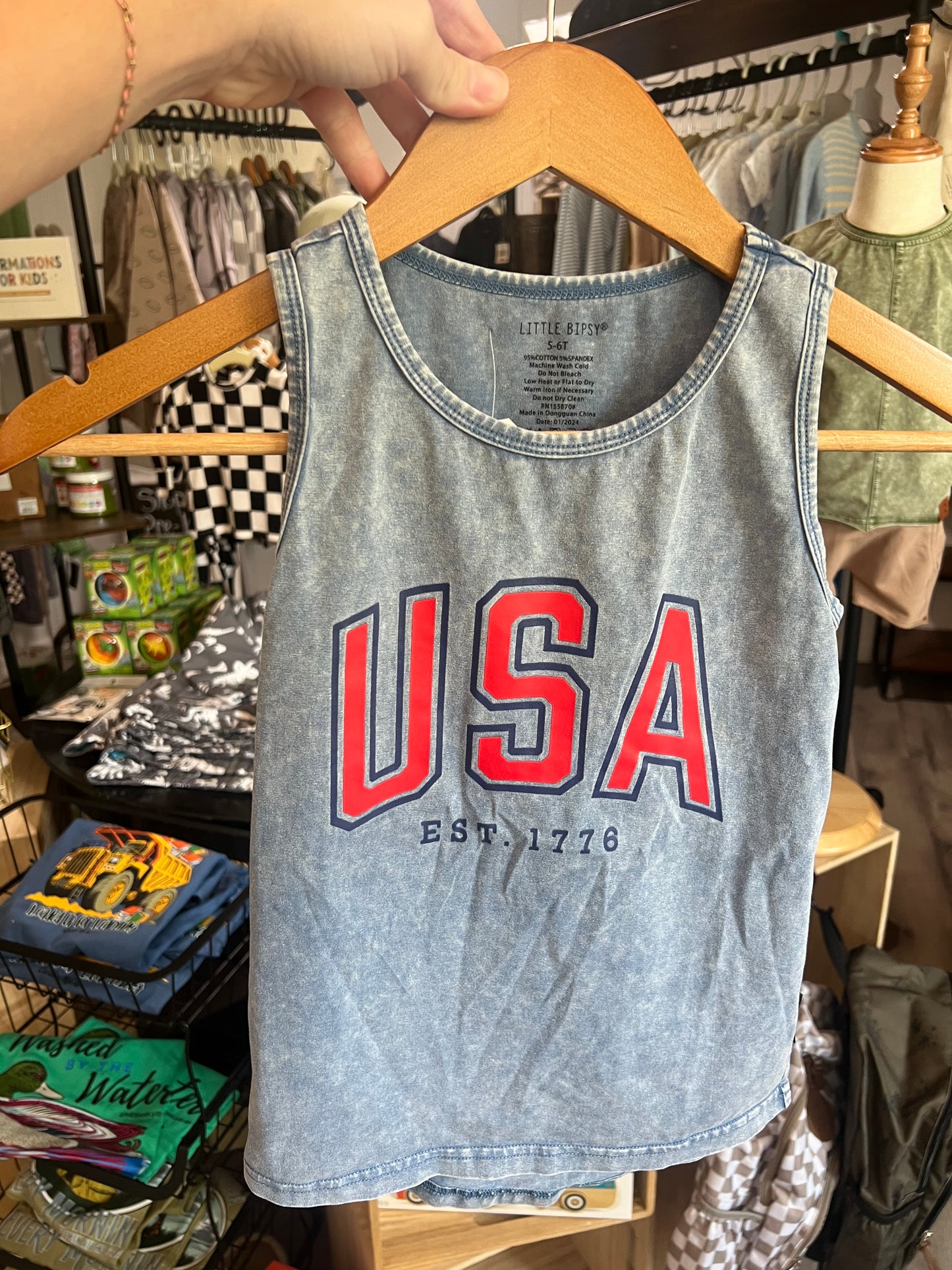 5-6T - USA Denim Little Bipsy Tank - LIKE NEW