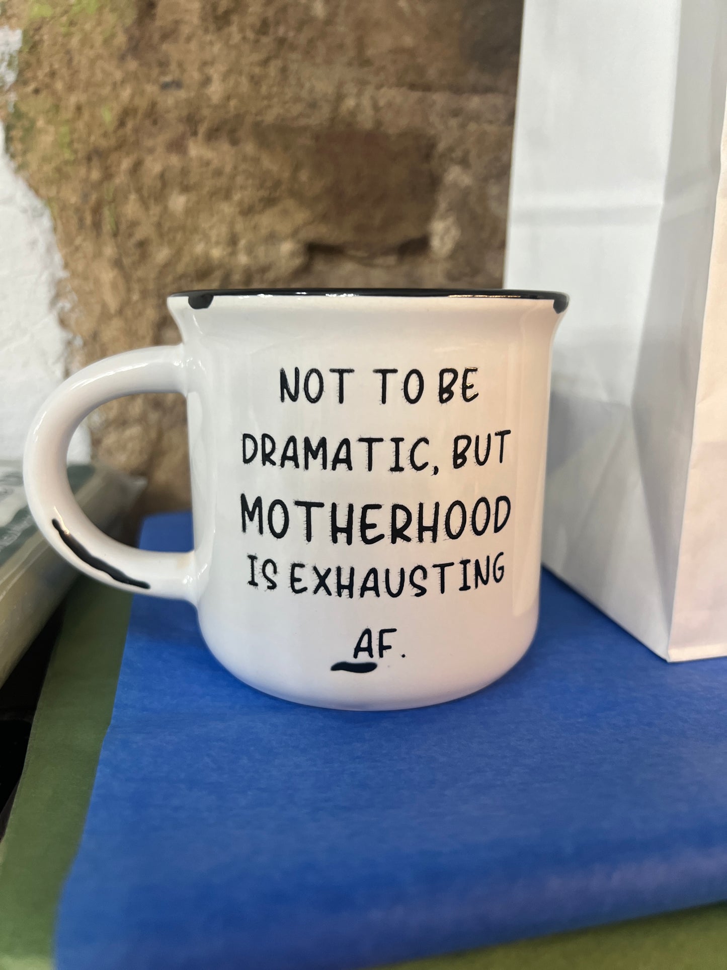 Not to be Dramatic but Motherhood is Hard: Distressed White Mug
