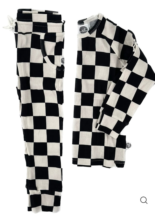 Venice Ribbed Set - Black Checkered