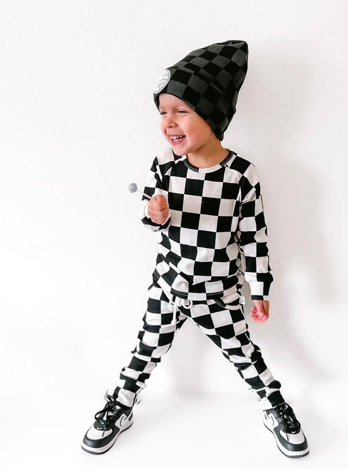 Venice Ribbed Set - Black Checkered