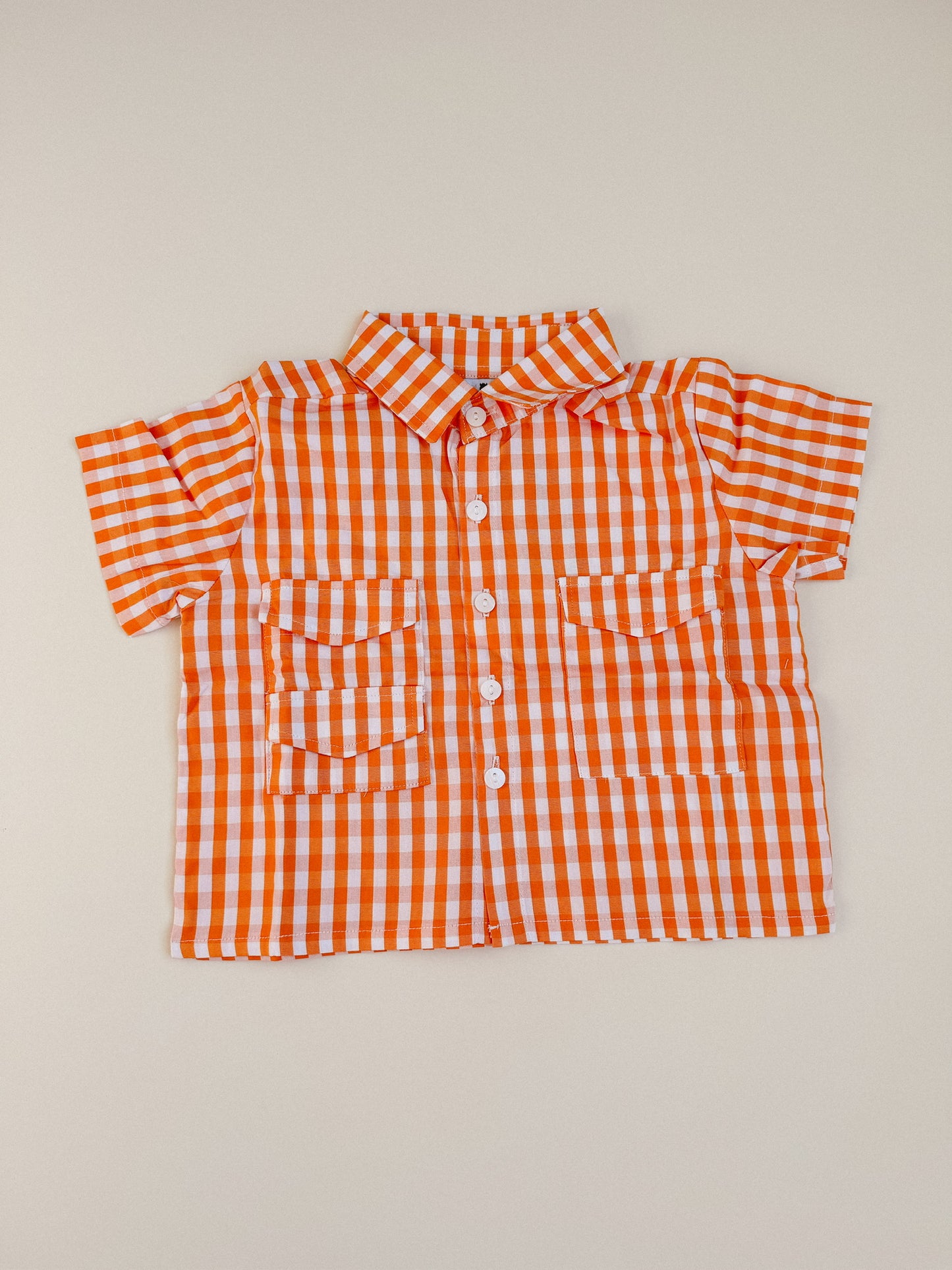 Gingham Button Down Top - Smokey Dog (Back)