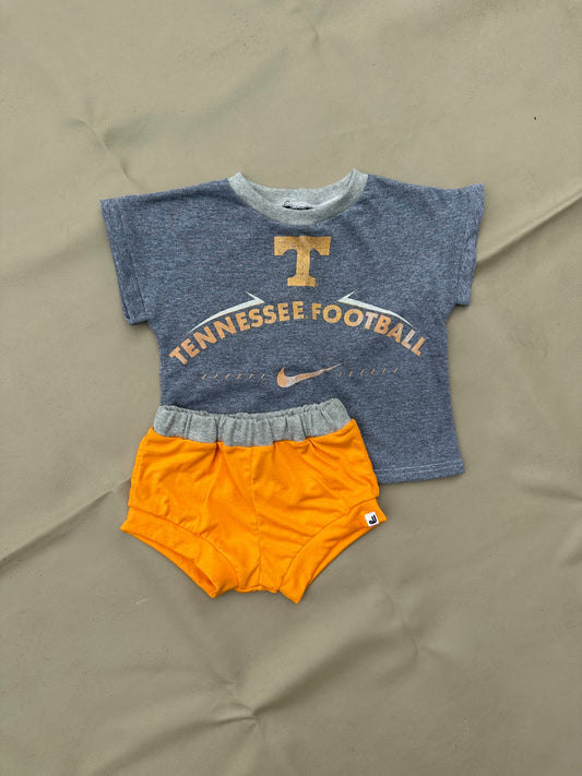 JuneJuly Custom Upcycled Children's Clothing: 2T/ Short Sleeve Boxy TShirt & Shorties Set