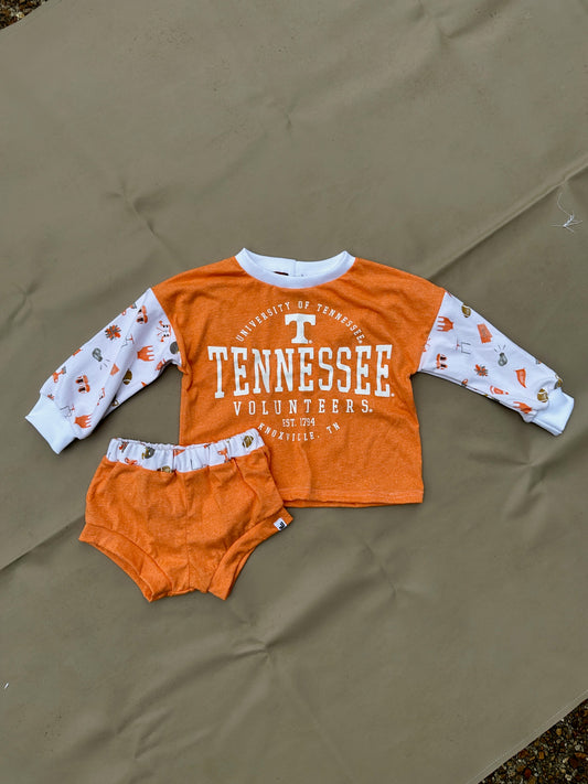 JuneJuly Custom Upcycled Children's Clothing: 3T/ Long Sleeve Boxy TShirt & Shorties Set