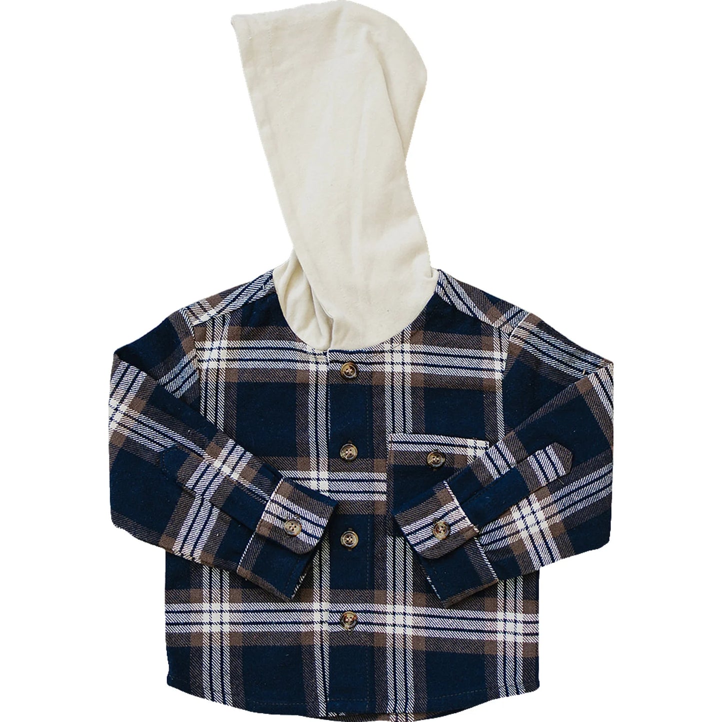 Plain Hooded Flannel Jacket
