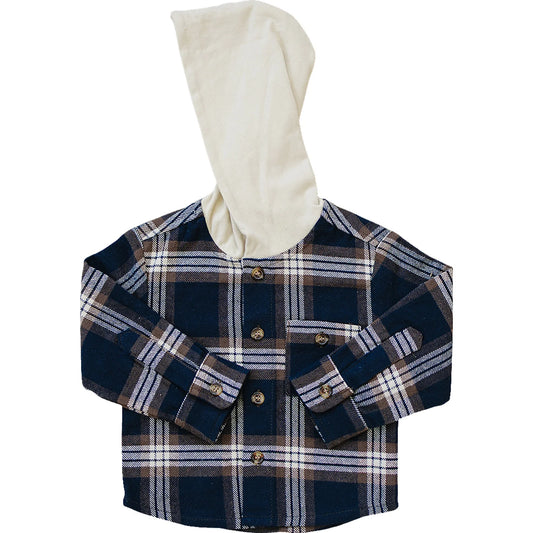 Plain Hooded Flannel Jacket