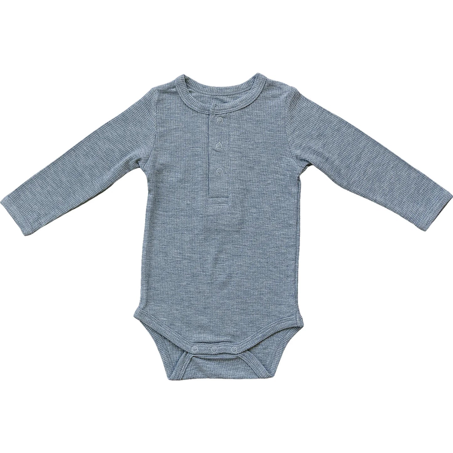 Heather Gray Bamboo Organic Snap Long Sleeve Ribbed Bodysuit