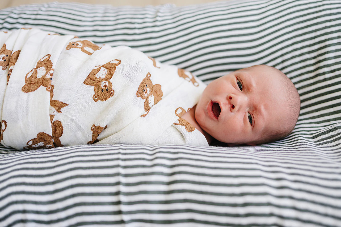 Teddy Bear Muslin Swaddle Blanket - 100% Cotton