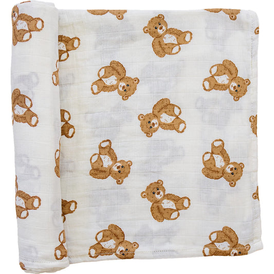Teddy Bear Muslin Swaddle Blanket - 100% Cotton