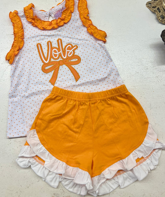 Vols Applique Ruffle Short Set - Girls