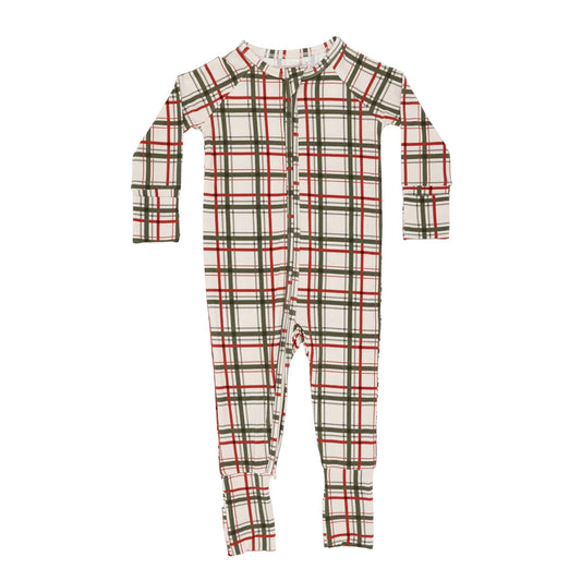 Double Plaid Bamboo Zip Romper