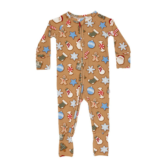Sugar Cookies Small Ribbed Bamboo Zip Romper