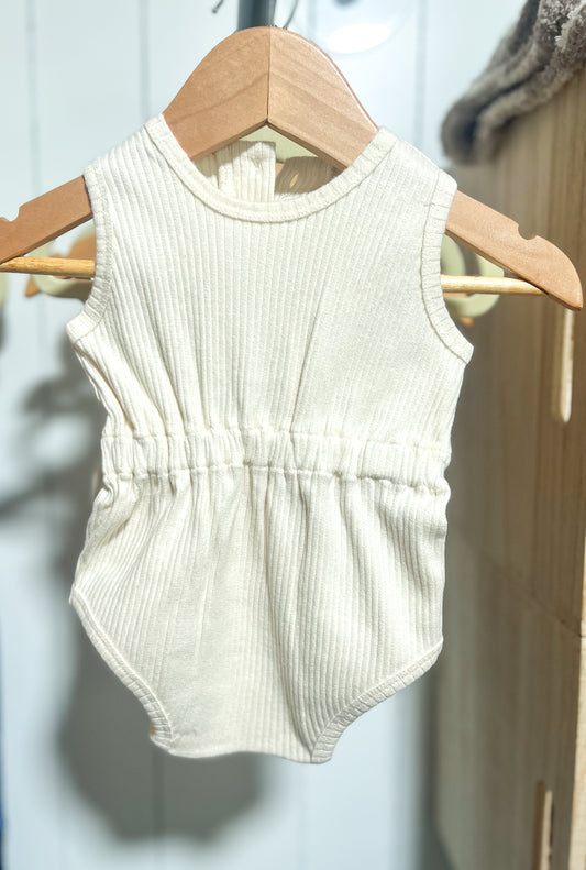 The Dawn Romper - Ribbed Organic Cotton - Undyed
