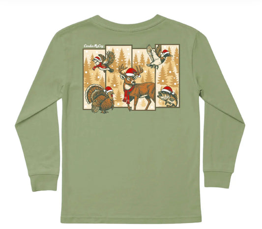 Christmas Hunting Grid-  Graphic Long Sleeve