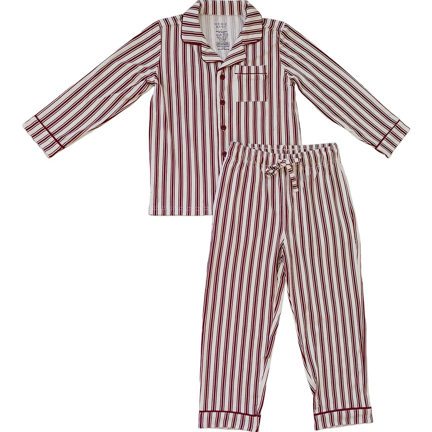 Red Stripe Long Sleeve Bamboo Button Down Loungewear