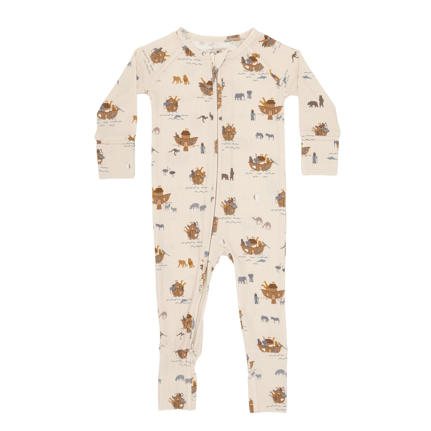 Noah's Ark Small Ribbed Bamboo Zip Romper