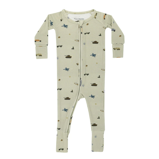 Military Bamboo Small Ribbed Zip Romper