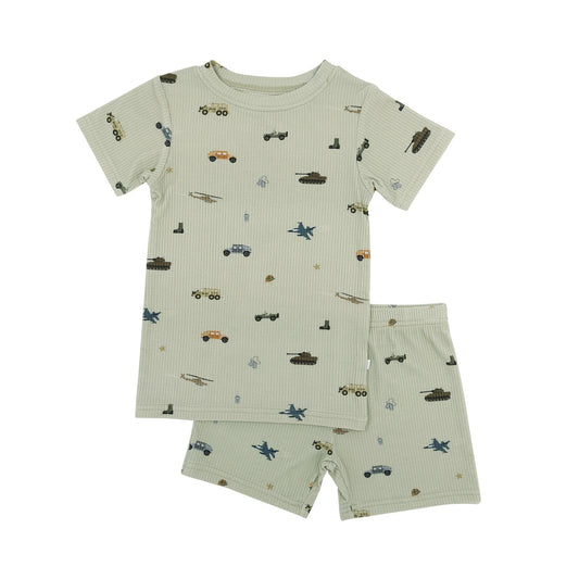 Military Bamboo Small Ribbed - Two Piece Short Set