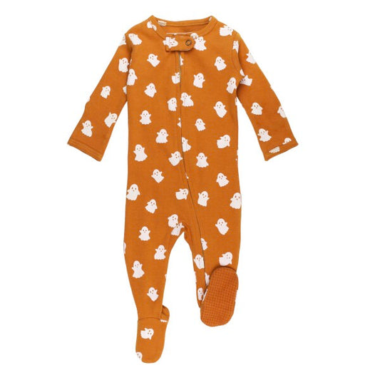 Organic Cotton 2-Way Zipper Footie - Ghosts