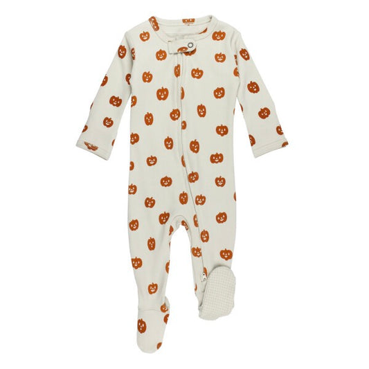 Organic Cotton 2-Way Zipper Footie - Jack O Lanterns